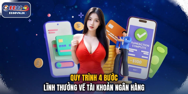 Quy trình 4 bước lĩnh thưởng về tài khoản ngân hàng